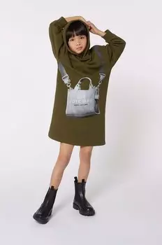 Детское хлопковое платье Marc Jacobs, зеленый