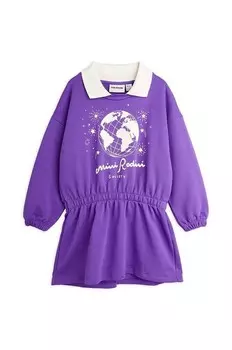 Детское хлопковое платье Mini Rodini, фиолетовый