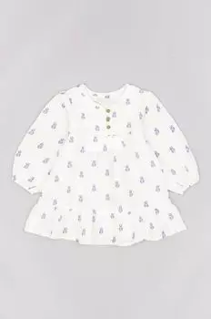 Детское хлопковое платье на молнии Zippy, белый