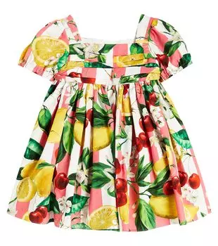 Детское хлопковое платье с принтом Dolce&Gabbana, мультиколор