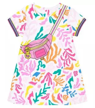 Детское хлопковое платье с принтом Marc Jacobs Kids, мультиколор