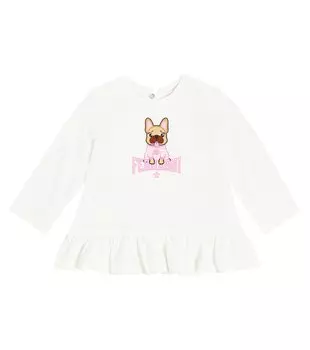 Детское хлопковое платье с принтом x chiara ferragni Monnalisa, белый