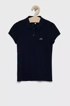 Детское хлопковое поло Lacoste, темно-синий