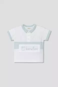Детское хлопковое поло United Colors of Benetton, белый