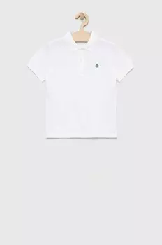 Детское хлопковое поло United Colors of Benetton, белый