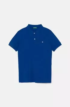Детское хлопковое поло United Colors of Benetton, синий
