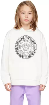 Детское худи белого цвета с изображением медузы Versace