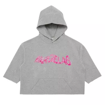 Детское худи MM6 Maison Margiela Серый меланж/Супер розовый