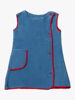 Детское классическое хлопчатобумажное махровое платье-сарафанчик Little Green Radicals, цвет Blue/Red