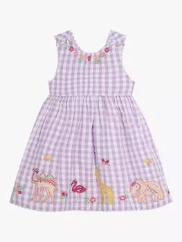 Детское клетчатое платье для сафари с животными JoJo Maman Bb, цвет Lilac