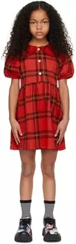 Детское красное платье в клетку Mini Rodini