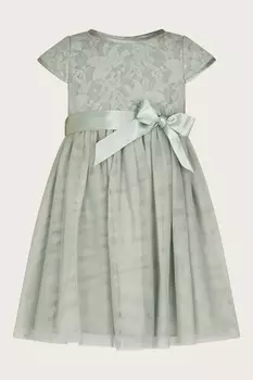 Детское кружевное платье с пайетками Monsoon, зеленый