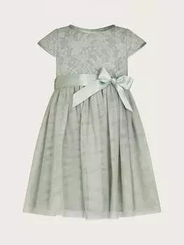 Детское кружевное вечернее платье миди Monsoon, цвет Sage