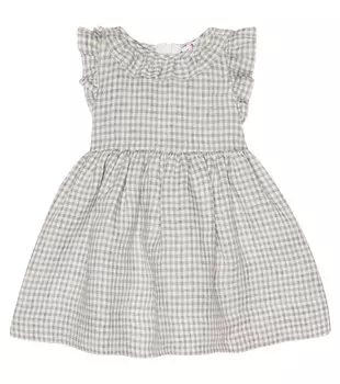 Детское льняное платье в мелкую клетку Il Gufo, мультиколор