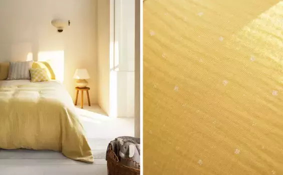 Детское муслиновое пододеяльник с цветочным принтом Zara Home, желтый