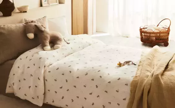 Детское муслиновое пододеяльник с изображением осла Zara Home, коричневый