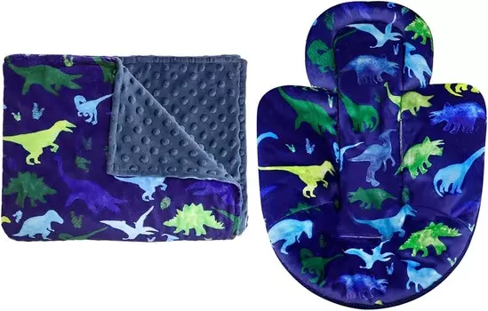 Детское одеяло и вкладыш для младенцев TANOFAR Minky, поддержка головы и тела Совместимо с 4Moms Mama Roo и Rocka Roo Качели, одеяло для мальчиков 30 x 40 дюймов, динозавр