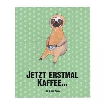 Детское одеяло «Мистер и миссис Панда» с ленивцем, кофе — тропический зеленый — подарок, детский уголок, мягкое одеяло, подарок на рождение, украшение в виде ленивца, любовь к кофе, любимое животное, кофейная чашка Mr. & Mrs. Panda, белый