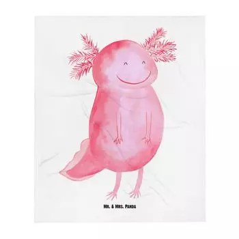 Детское одеяло Mr. & Mrs. Panda Axolotl Happy - Белый - Подарок, крен, веселый, детский уголок, мягкое одеяло, подарок на рождение, хорошее настроение, подарок для ребенка, одеяло для ползания, тритон
