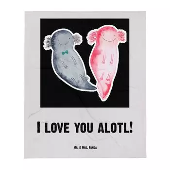 Детское одеяло Mr. & Mrs. Panda Axolotl Love - серая пастель - подарок, любовный подарок, помолвка, друг, подарок партнеру, подарок на день рождения, жене, подарок ребенку, белый