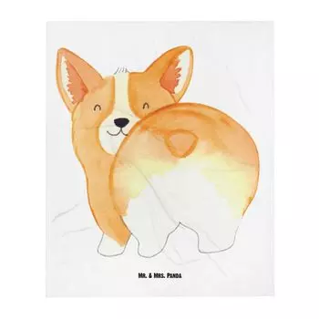 Детское одеяло Mr. & Mrs. Panda Corgi Po - белое - подарок, поговорка, четвероногий друг, мягкое одеяло для детского уголка, домашнее животное, любовь к собаке, подарок для ребенка, мотив собаки, мама-собака, поговорки, собака, белый
