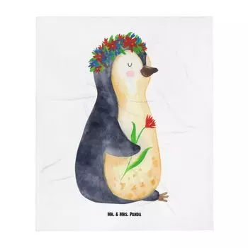 Детское одеяло Mr. & Mrs. Panda с цветами пингвина - белый - подарок, любовь к себе, жизненные цели, подарок на рождение, мягкое одеяло для детского уголка, подарок для ребенка, вселенная, тоска по любви