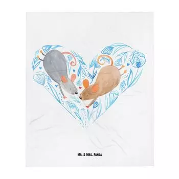 Детское одеяло Mr. & Mrs. Panda с мышами и сердцем — белое — подарок, мягкое одеяло для детского уголка, навсегда, пара, любимый человек, любовное послание, свадьба, друг, подарок для ребенка, белый