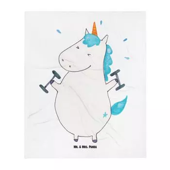 Детское одеяло Mr. & Mrs. Panda Unicorn Fitness — белое — подарок, мягкое одеяло для детского уголка, Пегас, детский подарок, единорог, тренажерный зал, украшение в виде единорога, диета, одеяло для ползания, белый