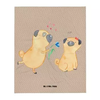 Детское одеяло Mr. & Mrs. Panda Влюбленный мопс - собачье счастье - подарок, мягкое одеяло для детского уголка, четвероногий друг, подарок на рождение, любовь, владелец собаки, любовь к собаке, подарок ребенку, белый