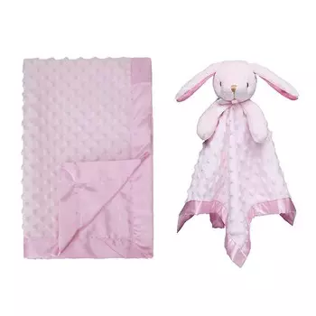 Детское одеяло Pro Goleem Bunny Lovey and Minky Dot на атласной подложке розового цвета