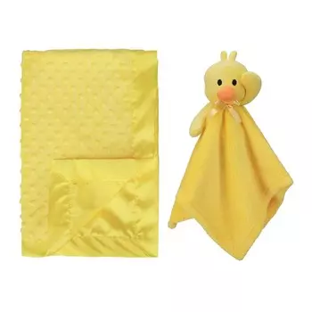 Детское одеяло Pro Goleem Duck Lovey и Minky Dot на атласной подложке желтого цвета, Yellow