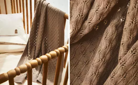 Детское одеяло в елочку Zara Home, коричневый