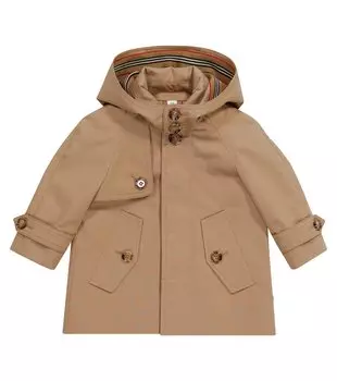 Детское пальто-автомобиль из хлопкового твила Burberry, бежевый