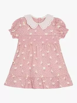 Детское платье broderie в цветочек JoJo Maman Bb, розовый