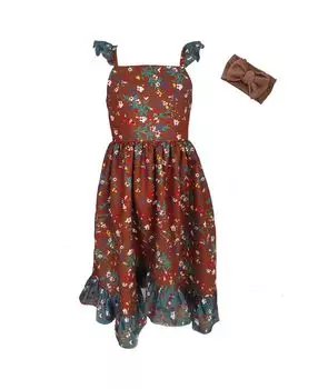 Детское платье для девочек с цветочным принтом и рюшами и повязкой на голову Mi Amore Gigi