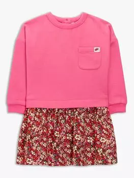 Детское платье-джемпер с цветочным принтом John Lewis, розовое, разноцветное