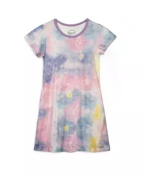 Детское платье-футболка из органического хлопка с короткими рукавами для девочек, организованное по принципу справедливой торговли Mightly, мультиколор