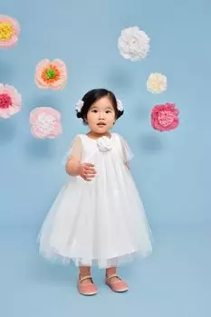 Детское платье Hannah в стиле ампир с декоративным швом Monsoon, бежевый