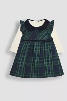 Детское платье и боди в клетку Jojo Maman Bb, зеленый