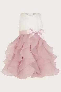 Детское платье из кружева канкан с рюшами Monsoon, розовый