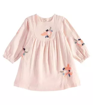 Детское платье из смесового хлопка с цветочной вышивкой Tartine Et Chocolat, розовый