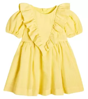 Детское платье из смесового хлопка Stella Mccartney Kids, желтый