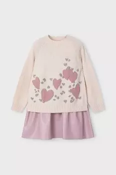 Детское платье из смесовой шерсти Mayoral, розовый