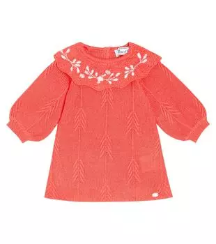 Детское платье из смесовой шерсти с вышивкой Tartine Et Chocolat, мультиколор