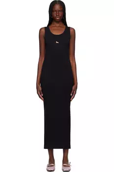 Детское платье-майка с ребрами Baby fox миди Maison Kitsun, черный