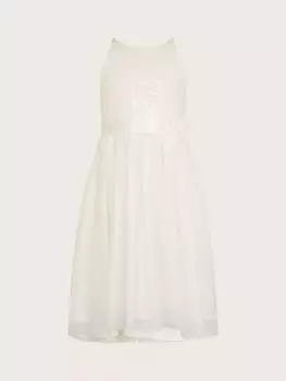 Детское платье макси с розеткой и пайетками Truth Monsoon, слоновая кость