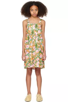 Детское платье на бретелях с разноцветным цветочным принтом Bobo Choses