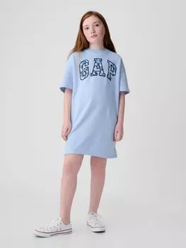 Детское платье оверсайз с логотипом Gap, синий