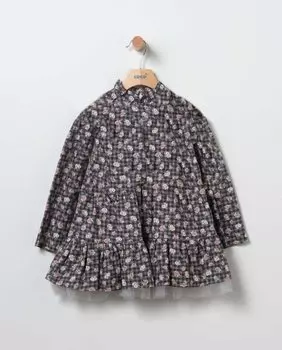 Детское платье с цветочным узором - Cinzento Coco Acqua, темно-серый