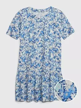 Детское платье с цветочным узором Gap, синий